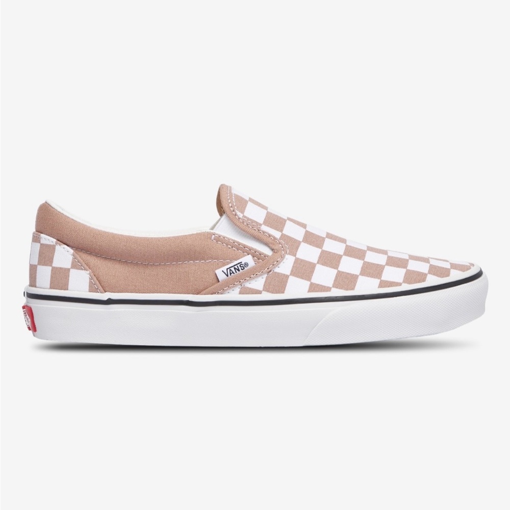 Vans Tan and White Checkerboard Slip-Ons